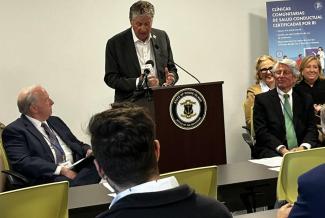 Governor McKee giving remarks at CCBHC press conference